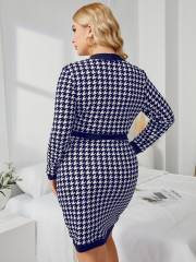 OMONSIM Wholesale Plus Size Dresses Long Sleeve V-neck Elengant Fashion GoingOut Dress