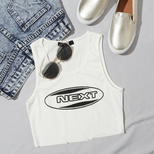 OMONSIM Wholesale White Sleeveless Tank Tops Lady Slim Sexy Knitted Crop Tops For Women Summer