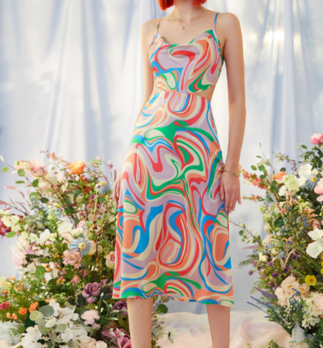 OMONSIM Wholesale geometric print suspender skirt women's summer new temperament high-end dress
