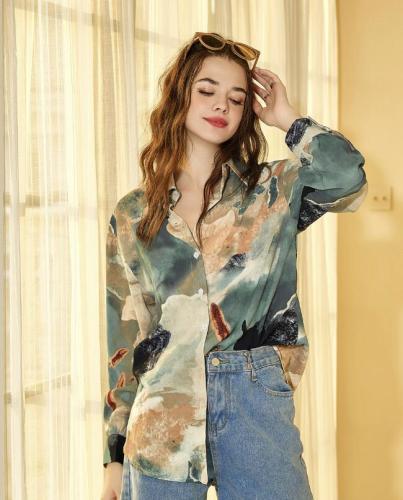 OMONSIM Wholesale Spring Autumn Lazy Wind Long Sleeve Floral Print Shirt Tops Women's New Western Style Design Tops