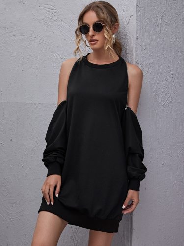 OMONSIM Wholesale Spring Autumn Long Cut Out Sleeve Solid T Shirt Sweater Women