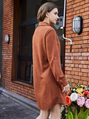 OMONSIM Wholesale Autumn Long sleeve Solid Single Breasted Shirt Dress Women skirt