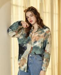 OMONSIM Wholesale Spring Autumn Lazy Wind Long Sleeve Floral Print Shirt Tops Women's New Western Style Design Tops
