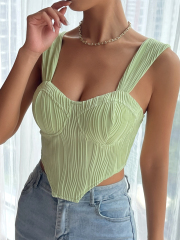 OMONSIM Wholesale Sexy Tube Tops Suspender Backless Bow Tank Top Asymmtric hem for Women
