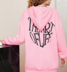 OMONSIM Wholesale Spring Autumn Long Sleeve Solid Pink Streetwear Sweater With Hat Women
