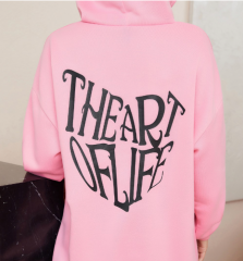 OMONSIM Wholesale Spring Autumn Long Sleeve Solid Pink Streetwear Sweater With Hat Women