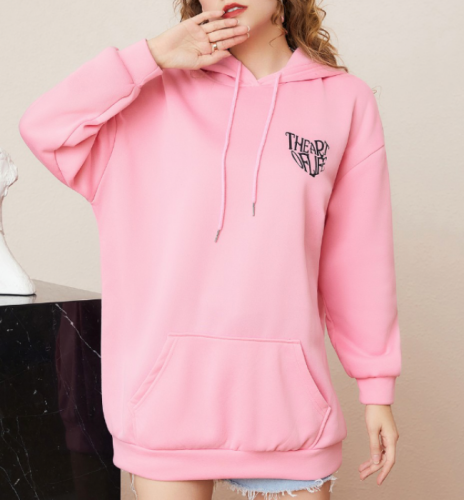 OMONSIM Wholesale Spring Autumn Long Sleeve Solid Pink Streetwear Sweater With Hat Women