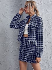 OMONSIM Wolesale Spring Autumn Classical Elegant Long Sleeve Tweed Suit For Women