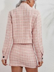 OMONSIM Wolesale Spring Autumn Classical Elegant Long Sleeve Tweed Suit For Women