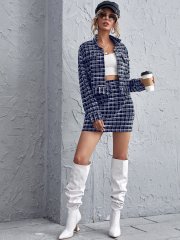 OMONSIM Wolesale Spring Autumn Classical Elegant Long Sleeve Tweed Suit For Women