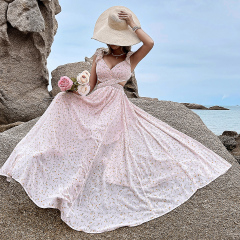 OMONSIM Wholesale Fashion Cap Sleeve Long Dresses Ladies Casual Beach Holiday Dress