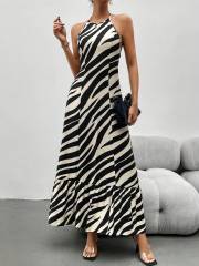 OMONSIM For Women Elegant Sleeveless Halter Long Dress