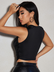 OMONSIM For Women Sexy Sleeveless Scattered Diamonds Top Dress