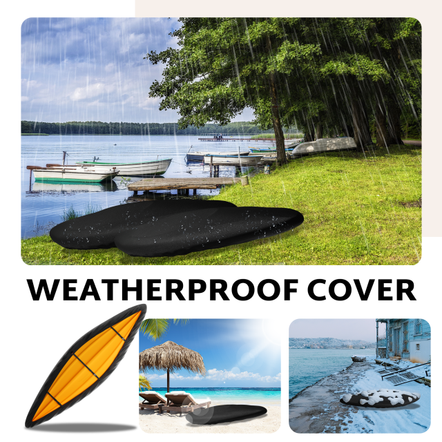 iBirdie Kayak Cover 9.5ft-10.4ft Waterproof Weatherproof 600D Heavy Duty Kayak Storage Cover for Outdoor and Indoor Kayak Cockpit Protection UV and Dust Resistant