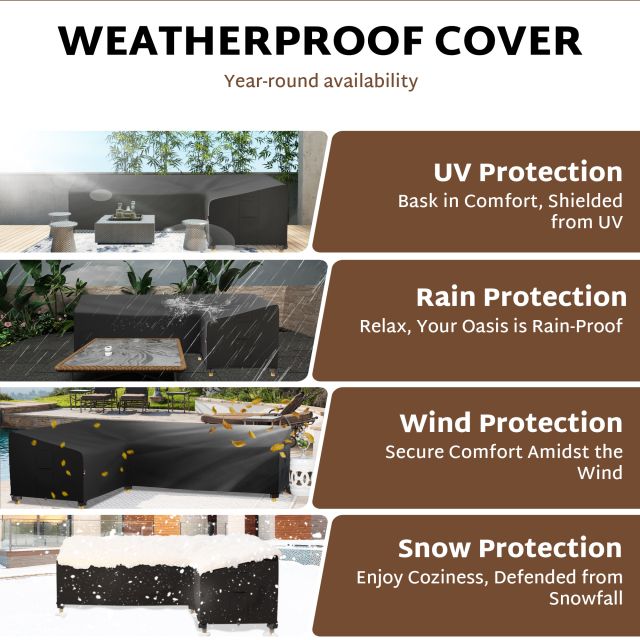 iBirdie Outdoor Sectional Cover for 104''Right 83''Left L-Shaped Patio Sofa Waterproof Weatherproof 600D Heavy Duty Garden Furniture Cover Outside Sectional Couch Cover L shape