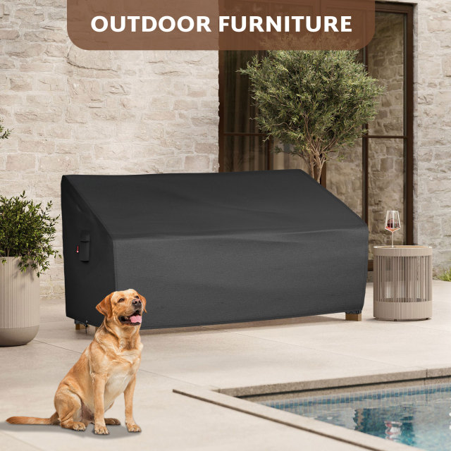 iBirdie Patio Furniture Sofa Covers Outdoor Waterproof Couch Loveseat Bench Cover, Black