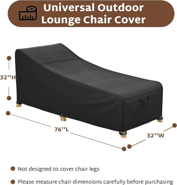 iBirdie Outdoor Lounge Chaise Chair Cover Waterproof Patio Furniture Covers Lawn Pool Chair Cover 1 Pack