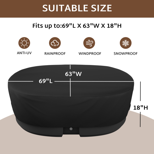 iBirdie Outdoor Waterproof  Stock Tank Cover for Ice Bath Cold Plunge Pool - 600D Heavy Duty Weatherproof Oval Tub Covers Compatible for Rubbermaid Water Trough
