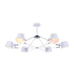 Σκανδιναβικό κρεμαστό φωτιστικό, 6 ανοιχτό σε γυαλιστερό μαύρο και ροζ χρυσό φινίρισμα, κρεμαστό σε ξενοδοχείο, βίλα, σπίτι, εστιατόριο, τραπεζαρία