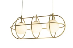 Nordic pendant lamp,Opal Glass , 3 Light in Painted Gold Finish, hanging in Hotel,villa, Home,Restaurant ,power cord in transparent and height can be adjusted on request
