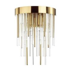 Luxury gold wall lamp,Clear glass rod,2 lights in Plating Gold Finish, mounted in hotel,Villa,Home,Restaurant.