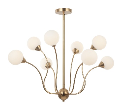 8 Light Chandelier, Γυάλινος πολυέλαιος American Country στυλ με λευκό γυαλί &amp;amp; χρυσό φινίρισμα