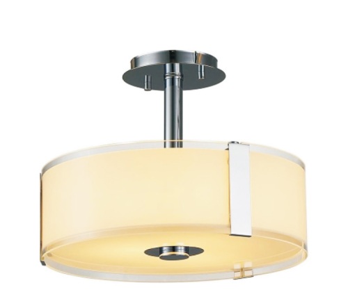 1 Ελαφριά ημι-χωνευτή οροφή, με λευκό γυαλί σε φινίρισμα χρωμίου