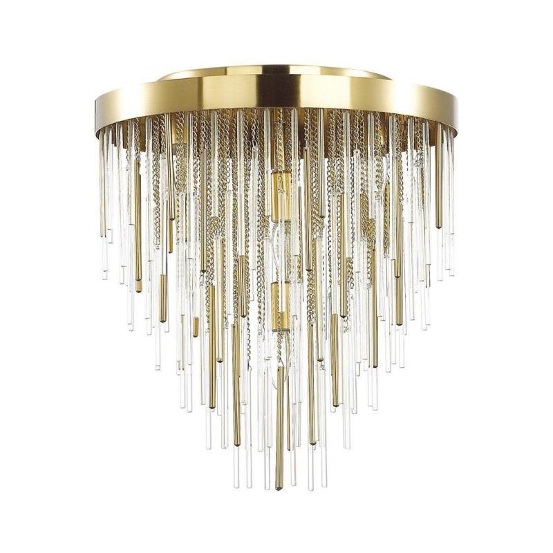 Luxury ceiling lamp,Clear glass,7 lights in Plating Gold Finish, mounted in hotel,Villa,Home,Restaurant.