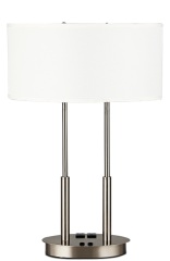 ဟိုတယ်ပရောဂျက် စားပွဲတင်မီးအိမ်၊ စားပွဲတင်မီးချောင်း ဒီဇိုင်းပုံစံ Satin နီကယ်ရောင်ဖြင့် အထည်အလိပ်ဖြင့် ခေတ်မီသောပုံစံ