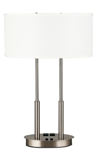 ဟိုတယ်ပရောဂျက် စားပွဲတင်မီးအိမ်၊ စားပွဲတင်မီးချောင်း ဒီဇိုင်းပုံစံ Satin နီကယ်ရောင်ဖြင့် အထည်အလိပ်ဖြင့် ခေတ်မီသောပုံစံ