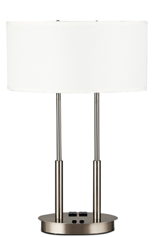 ဟိုတယ်ပရောဂျက် စားပွဲတင်မီးအိမ်၊ စားပွဲတင်မီးချောင်း ဒီဇိုင်းပုံစံ Satin နီကယ်ရောင်ဖြင့် အထည်အလိပ်ဖြင့် ခေတ်မီသောပုံစံ