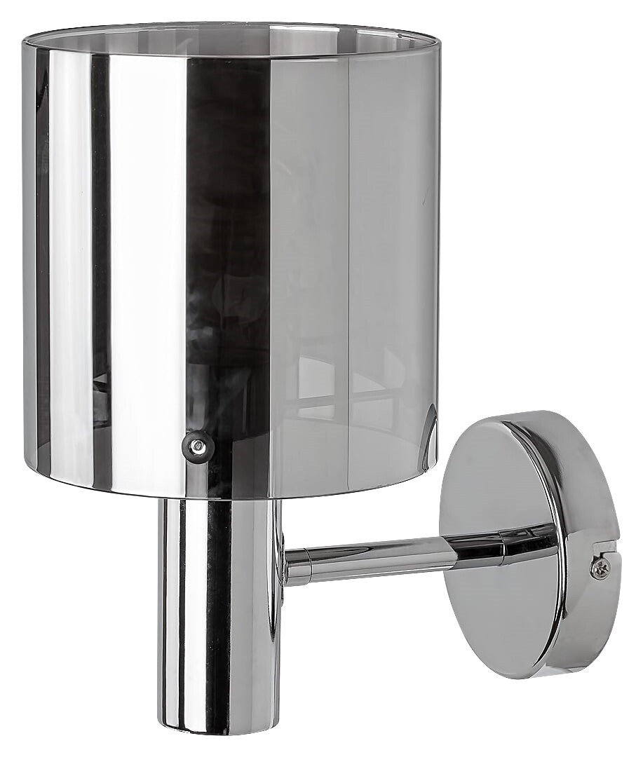 Lampada da parete semplice postmoderna, vetro fumé, 1 luce in finitura cromata, montaggio in casa, bar, sala da pranzo