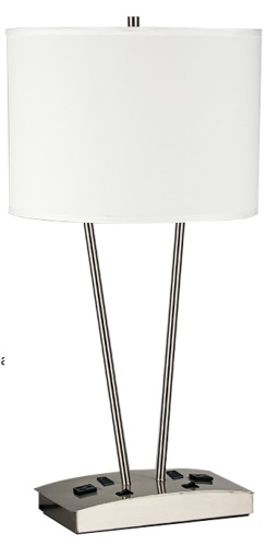 ဟိုတယ်ပရောဂျက် စားပွဲတင်မီးအိမ်၊ စားပွဲတင်မီးချောင်း ဒီဇိုင်းပုံစံ Satin နီကယ်ရောင်ဖြင့် အထည်အလိပ်ဖြင့် ခေတ်မီသောပုံစံ