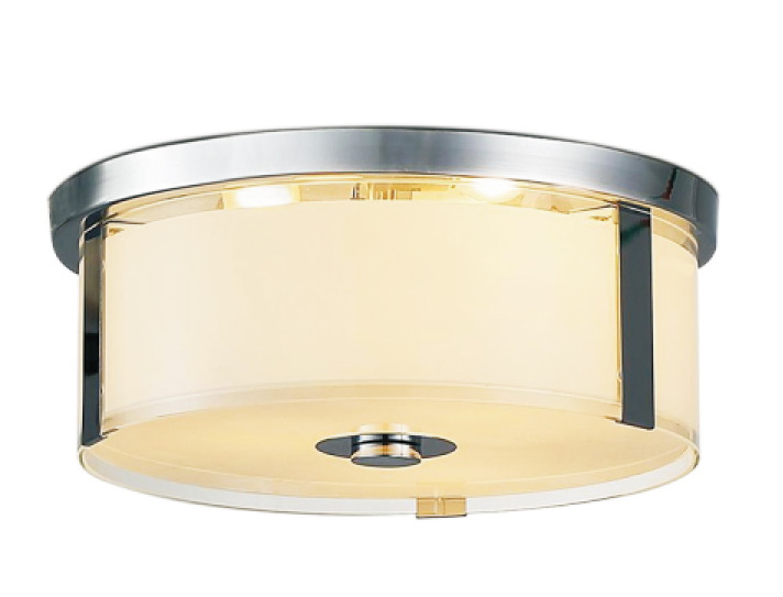 1 Ελαφριά ημι-χωνευτή οροφή, με λευκό γυαλί σε φινίρισμα χρωμίου