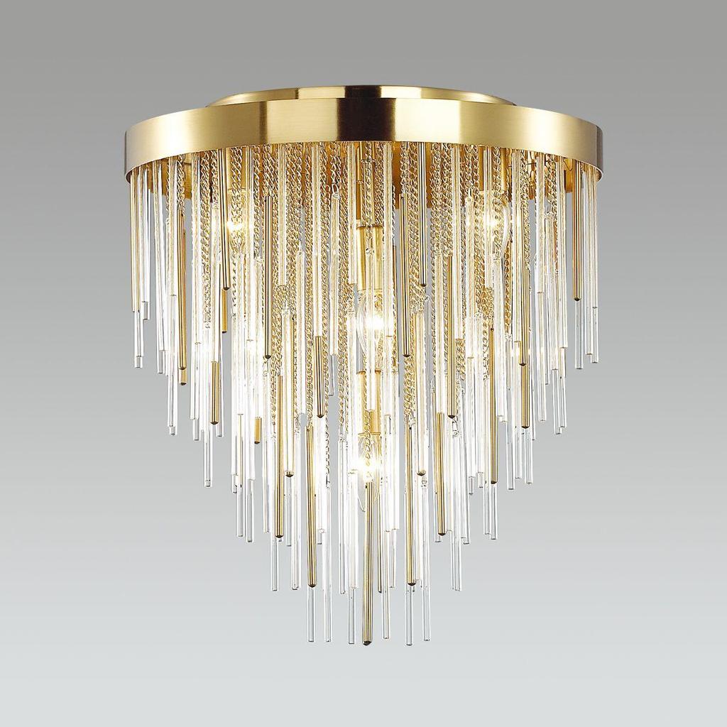 Luxury ceiling lamp,Clear glass,7 lights in Plating Gold Finish, mounted in hotel,Villa,Home,Restaurant.