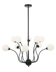 Lampadario a 8 luci, lampadario in vetro in stile country americano con finitura in vetro bianco e oro