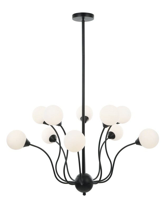 Lampadario a 8 luci, lampadario in vetro in stile country americano con finitura in vetro bianco e oro