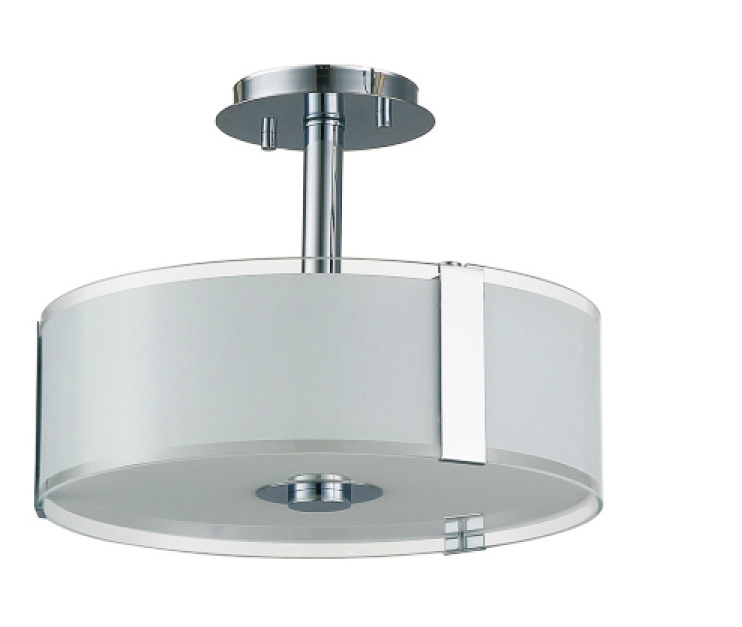 1 Ελαφριά ημι-χωνευτή οροφή, με λευκό γυαλί σε φινίρισμα χρωμίου