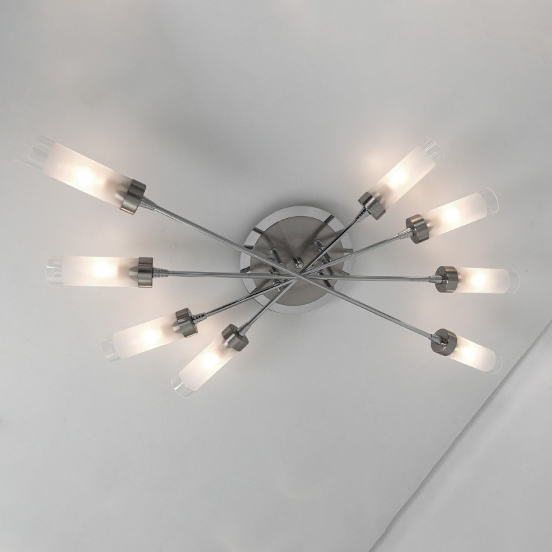 Glass Ceiling lamp,10 lights in Satine nickel Finish, mounted in hotel,Villa,Home,Restaurant .