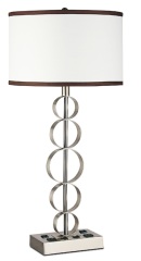 ဟိုတယ်ပရောဂျက် စားပွဲတင်မီးအိမ်၊ စားပွဲတင်မီးချောင်း ဒီဇိုင်းပုံစံ Satin နီကယ်ရောင်ဖြင့် အထည်အလိပ်ဖြင့် ခေတ်မီသောပုံစံ