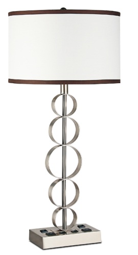 ဟိုတယ်ပရောဂျက် စားပွဲတင်မီးအိမ်၊ စားပွဲတင်မီးချောင်း ဒီဇိုင်းပုံစံ Satin နီကယ်ရောင်ဖြင့် အထည်အလိပ်ဖြင့် ခေတ်မီသောပုံစံ