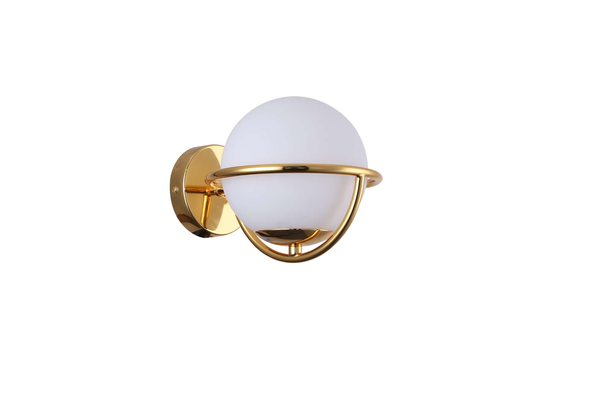 Lampada da parete in vetro ispirato, vetro opale, 1 luce in finitura oro placcato, montaggio in hotel, villa, casa, ristorante