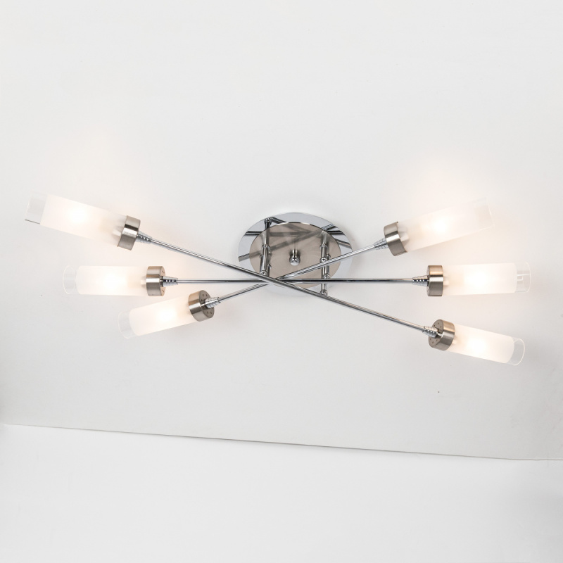 Glass Ceiling lamp,10 lights in Satine nickel Finish, mounted in hotel,Villa,Home,Restaurant .