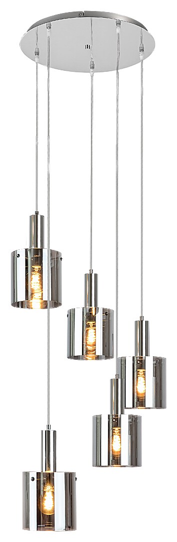 ခေတ်မီရိုးရှင်းသော စားသောက်ဆိုင်အလင်းရောင်၊ မီးခိုးမှန်၊ Chrome တွင် အလင်းရောင် ၁ ခု၊ အိမ်၊ ဘား၊ ထမင်းစားခန်းတွင် တွဲလောင်း