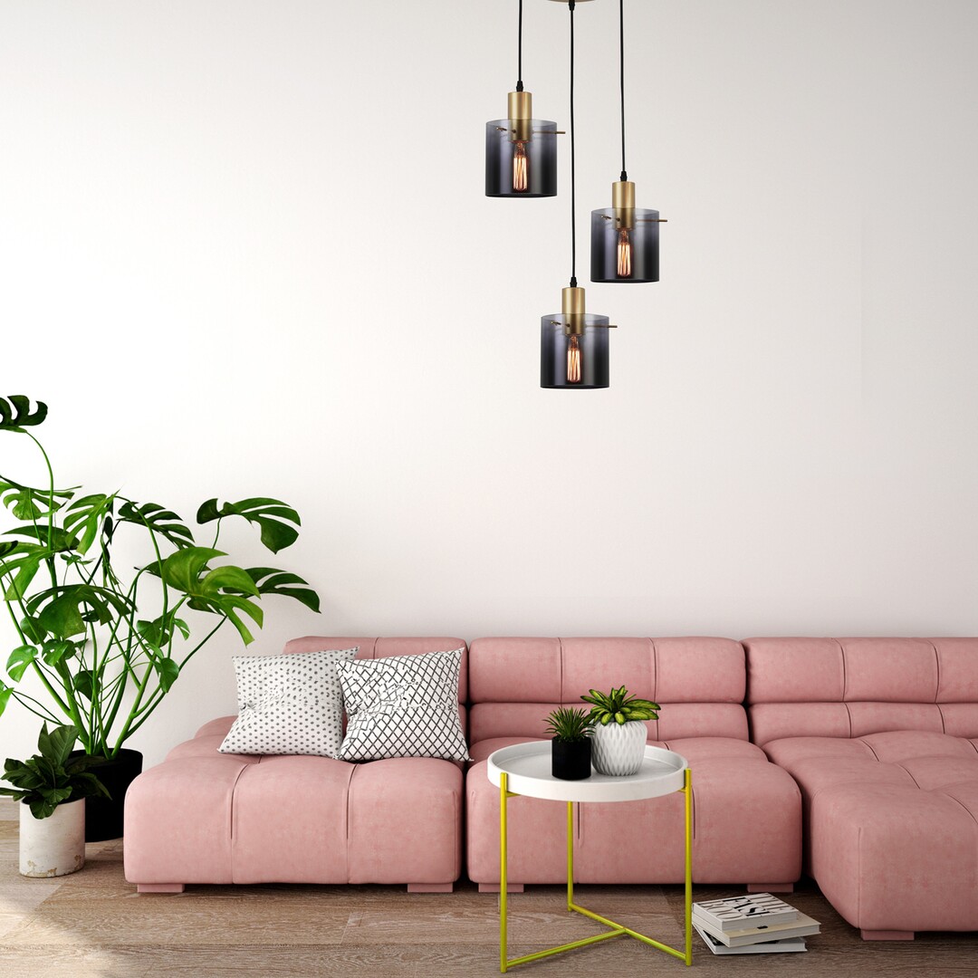 Μεταμοντέρνος απλός φωτισμός εστιατορίου, ντεγκραντέ τζάμι καπνού, 1 φως σε χρυσό φινίρισμα, κρέμεται στο σπίτι, μπαρ, τραπεζαρία