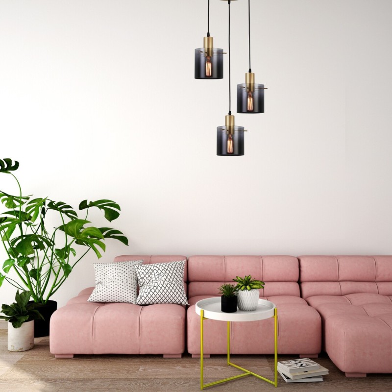 Μεταμοντέρνος απλός φωτισμός εστιατορίου, ντεγκραντέ τζάμι καπνού, 1 φως σε χρυσό φινίρισμα, κρέμεται στο σπίτι, μπαρ, τραπεζαρία