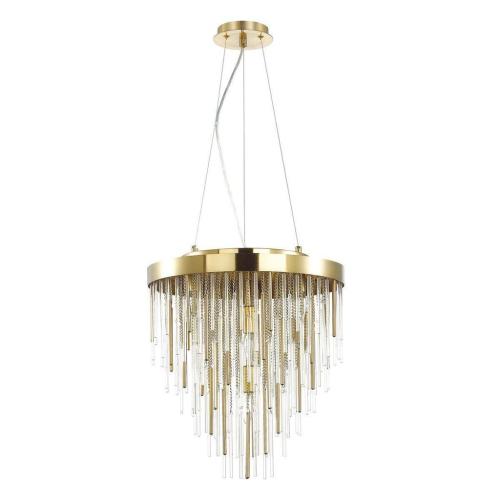 लग्जरी पेंडेंट लैंप, क्लियर ग्लास, प्लेटिंग गोल्ड फिनिश में 7 लाइट्स, होटल, विला, होम, रिटौरेंट में हैंगिंग, ऊंचाई को अनुरोध पर समायोजित किया जा सकता है।