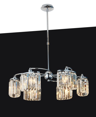 အရည်အသွေးမြင့် ဆွဲသီးမီးခွက်၊ ကြည်လင်ပြတ်သားသောပုံဆောင်ခဲ၊ Chrome Finish ရှိ မီးလုံး 6 လုံး၊ ဟိုတယ်၊ Villa၊ Home၊ Retaurant တွင် တွဲလောင်း၊ E14/E27၊ Tube များအတွက် အသုံးပြုနိုင်ပြီး ချိန်ညှိနိုင်ပါသည်။