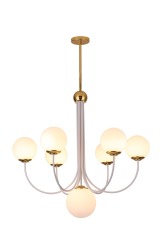 Διακόσμηση σπιτιού Εσωτερικός πολυέλαιος, Opal Glass, 5 Light σε μαύρο ματ και φινίρισμα χρώμιο, κρεμαστό σε ξενοδοχείο, βίλα, σπίτι, εστιατόριο