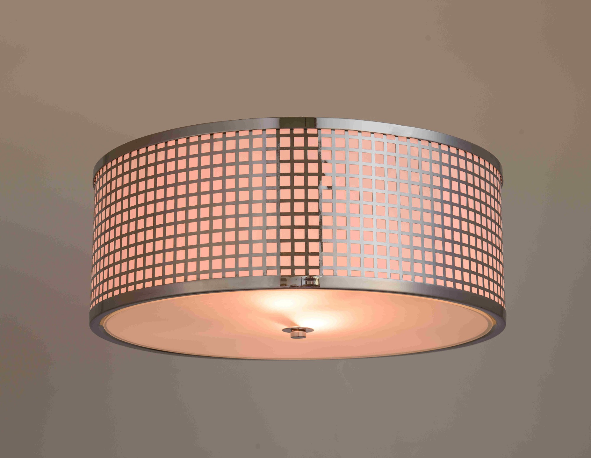 Lampada da soffitto moderna. Paralume rotondo in metallo con taglio in acciaio inossidabile, lampada da soffitto 2 X E26, montaggio in hotel, villa, casa, ristorante